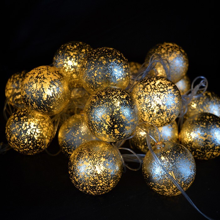 Ghirlanda Globulet 20 becuri LED, 5 m, Auriu, Lumina Calda