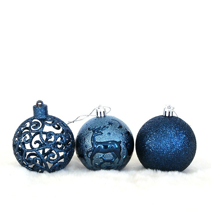 Set 12 Globuri CHRISTMAS, (albastru inchis) 7cm